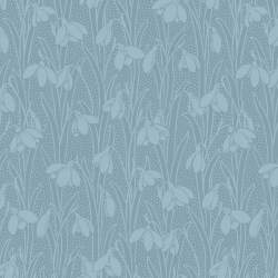 Snowdrop Spot Steely Sky, Tessuto Azzurro Cielo d'Accaio con Bucaneve tono su tono - Liberty Fabrics Liberty Fabrics - 1