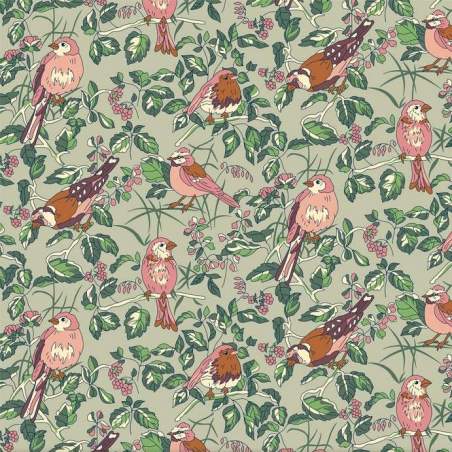 Woodland Walk Hedgerow Chorus, Tessuto Verde Uccellini tra le Siepi - Liberty Fabrics Liberty Fabrics - 1