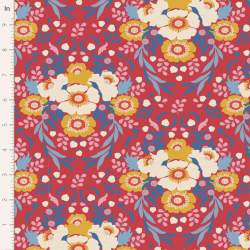 Tilda Jubilee Anemone Red, tessuto rosso con fiori anemoni Tilda Fabrics - 1