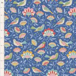 Tilda Jubilee Bird Tree Blue, tessuto blu con alberi e uccellini Tilda Fabrics - 1