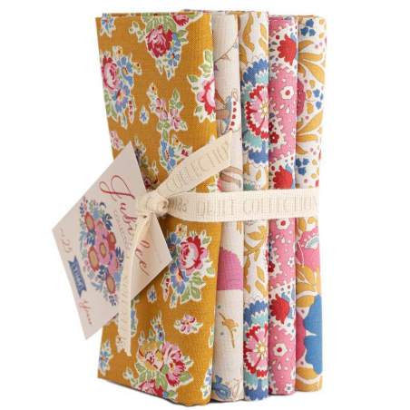 Tilda Jubilee Bundle Mustard/Pink, 5 Fat Quarter da 50 x 55 cm mostarda e rosa