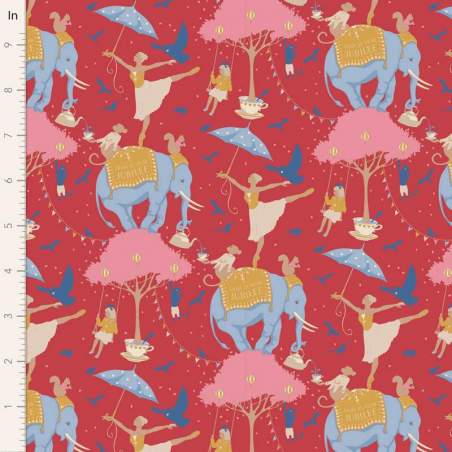 Tilda Jubilee Circus Life Jubilee Red, tessuto rosso vita da circense