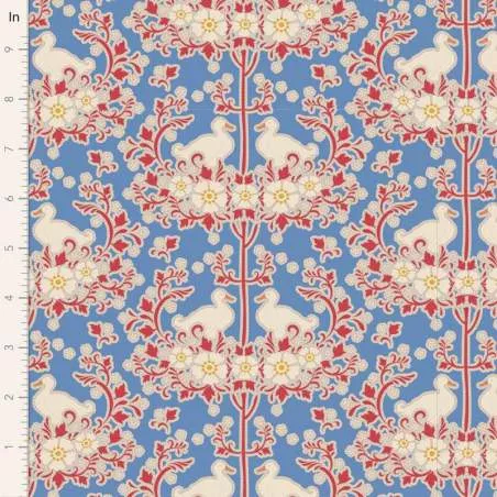 Tilda Jubilee Duck Nest Blue, tessuto blu con nido delle anatre