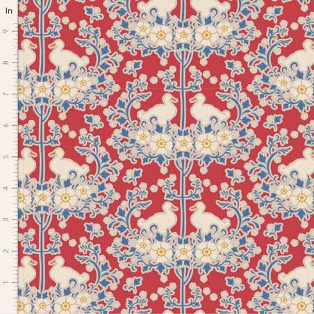 Tilda Jubilee Duck Nest Red, tessuto rosso con nido delle anatre Tilda Fabrics - 1