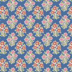 Tilda Jubilee Farm Flowers Blue, Tessuto blu con fiori della fattoria Tilda Fabrics - 1