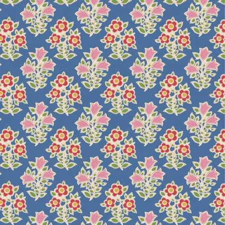 Tilda Jubilee Farm Flowers Blue, Tessuto blu con fiori della fattoria Tilda Fabrics - 1