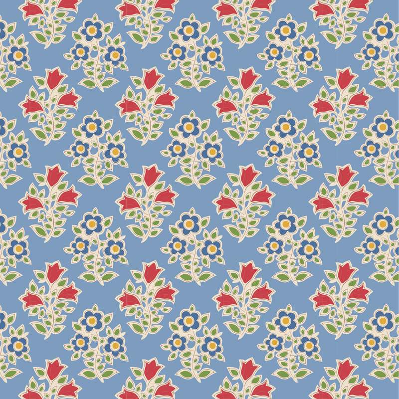 Tilda Jubilee Farm Flowers Light Blue, Tessuto azzurro con fiori della fattoria Tilda Fabrics - 1