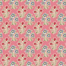 Tilda Jubilee Farm Flowers Pink, Tessuto rosa con fiori della fattoria