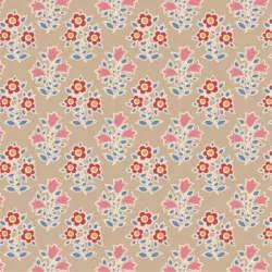 Tilda Jubilee Farm Flowers Sand, Tessuto beige sabbia con fiori della fattoria