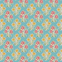 Tilda Jubilee Farm Flowers Teal, Tessuto turchese con fiori della fattoria Tilda Fabrics - 1