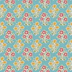 Tilda Jubilee Farm Flowers Teal, Tessuto turchese con fiori della fattoria Tilda Fabrics - 1