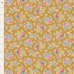 Tilda Jubilee Sue Mustard, tessuto giallo mostarda con fiorellini Tilda Fabrics - 1