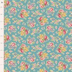 Tilda Jubilee Sue Teal, tessuto turchese con fiorellini Tilda Fabrics - 1