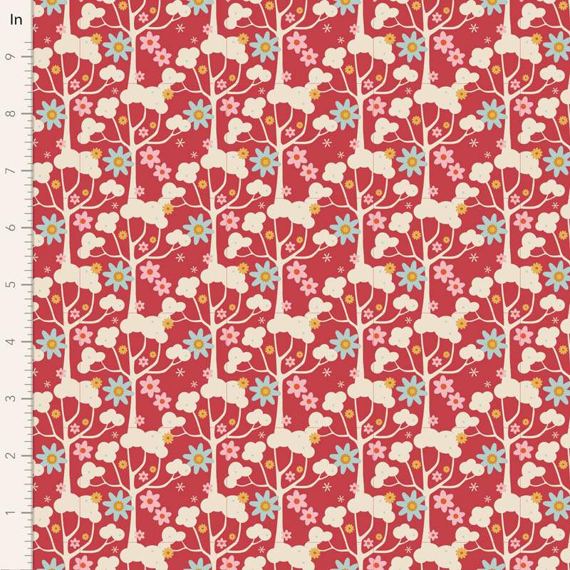 Tilda Jubilee Wildgarden Red, tessuto rosso con alberi Tilda Fabrics - 1