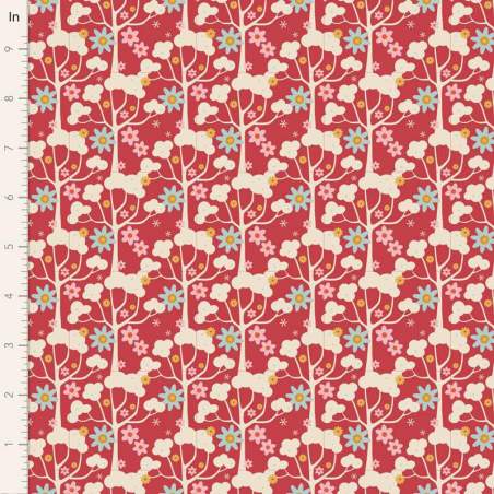 Tilda Jubilee Wildgarden Red, tessuto rosso con alberi Tilda Fabrics - 1