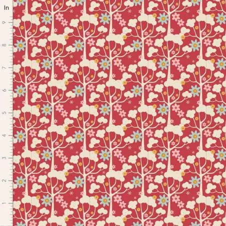 Tilda Jubilee Wildgarden Red, tessuto rosso con alberi Tilda Fabrics - 1