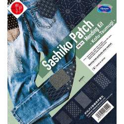 Kit Sashiko per riparazioni con tessuto, ago, filo e ditale sashiko Olympus - 1