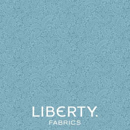 York Fern Hydrangea Blue, Tessuto Azzurro Verde tono su tono - Liberty Fabrics