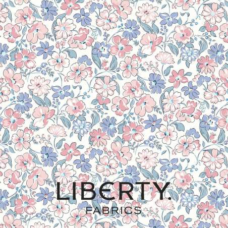 Heirloom 3 Collection, Floral Joy, tessuto bianco con piccoli fiori rosa e azzurri - Liberty Quilting Liberty Fabrics - 1