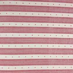 Moda, Tessuto tinto in Filo Fondo Beige Chiaro con Righe Rosse pallide punteggiata