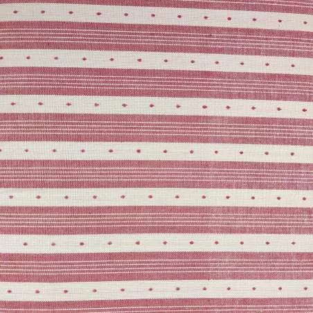 Stim, Tessuto tinto in Filo Fondo Beige Chiaro con Righe Rosse pallide punteggiata