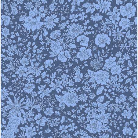 Emily Belle Jewel Tones Ultramarine, tessuto Blu Oltremare con piccoli fiori azzurri - Liberty Quilting