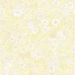 Emily Belle Neutrals Magnolia, tessuto Giallo Chiaro con piccoli fiori bianchi - Liberty Quilting