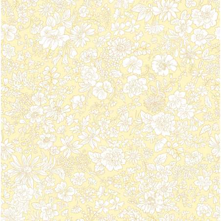 Emily Belle Neutrals Magnolia, tessuto Giallo Chiaro con piccoli fiori bianchi - Liberty Quilting Liberty Fabrics - 1