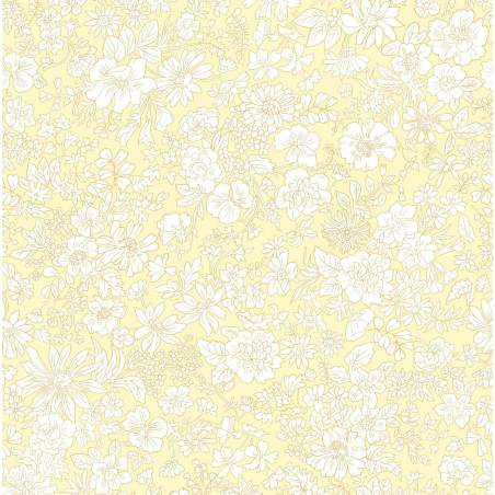 Emily Belle Neutrals Magnolia, tessuto Giallo Chiaro con piccoli fiori bianchi - Liberty Quilting Liberty Fabrics - 1