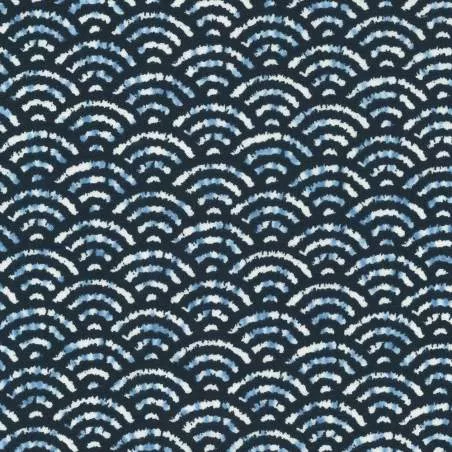 Shibori Blues Navy, Tessuto giapponese blu marina con onde - Robert Kaufman Robert Kaufman - 1