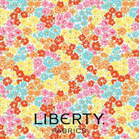 London Parks Collection, Kensington Confetti C, tessuto a fiori multicolore gialli, rossi e azzurri - Liberty Fabrics