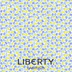 London Parks Collection,Tiny Tulips B, tessuto bianco con piccoli tulipani gialli e viola- Liberty Fabrics