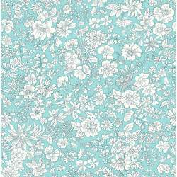 Emily Belle Brights, Mermaid, tessuto Verde Acqua brillante con piccoli fiori bianchi - Liberty Quilting Liberty Fabrics - 1