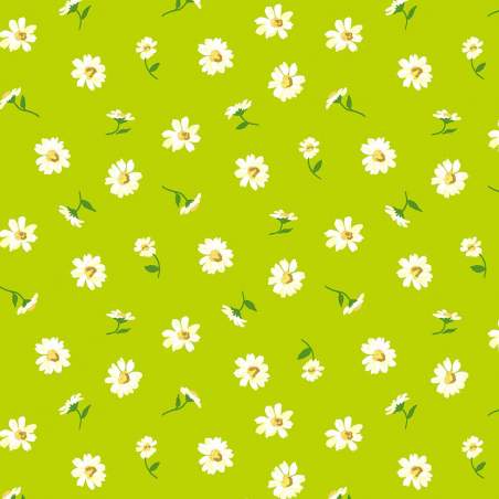 London Parks Dulwich Daisy, Tessuto verde con margherite - Liberty Fabrics