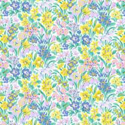 London Parks Kew Blooms B, Tessuto con prato fiorito viola e giallo - Liberty Fabrics Liberty Fabrics - 1
