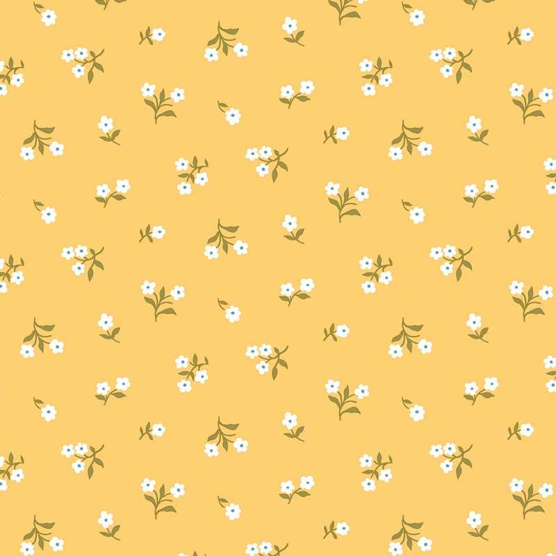 London Parks Primrose Hill, Tessuto giallo carico con piccoli fiori bianchi - Liberty Fabrics Liberty Fabrics - 1