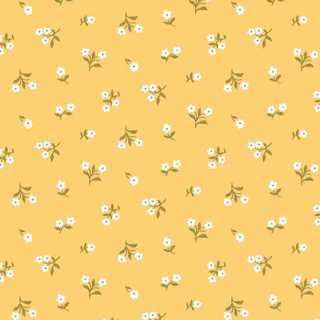 London Parks Promise Hill, Tessuto arancione con piccoli fiori bianchi - Liberty Fabrics Liberty Fabrics - 1