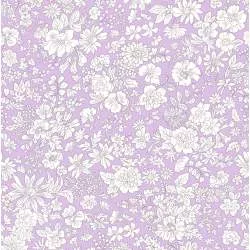 Emily Belle Brights Violet, Tessuto Viola a fiori bianchi - Liberty Fabrics