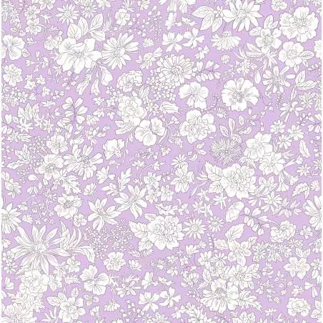 Emily Belle Brights Violet, Tessuto Viola a fiori bianchi - Liberty Fabrics