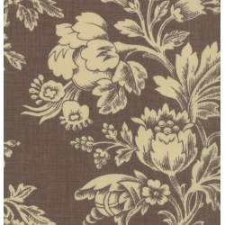 Moda Fabrics Fa La La La, Tessuto Marrone con con grandi fiori panna Moda Fabrics - 1