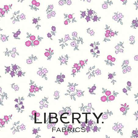 Heirloom 1 Collection, Posy Sprig, tessuto panna con piccoli fiori lilla - Liberty Quilting