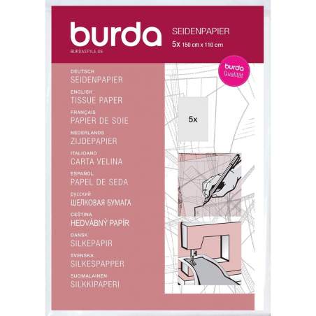 Burda Carta Velina Sartoriale per Modellistica - 5 Fogli 150 x 110 cm