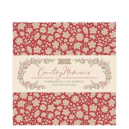 Tilda Creating Memories, Winter Reds and Greens, CharmPack 32 Quadrati Tilda Fabrics - 1