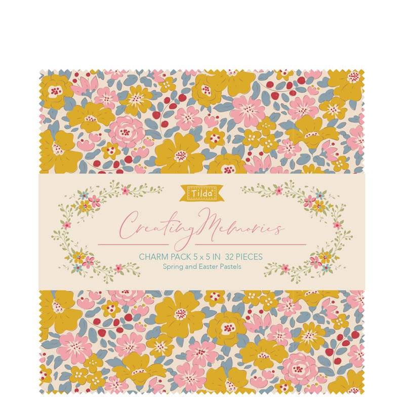 Tilda Creating Memories, Spring & Easter Pastels, CharmPack 32 Quadrati Tilda Fabrics - 1