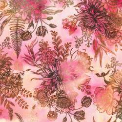 Misty Garden collection - Dahlia, Tessuto a grandi fiori rosa e viola  - Robert Kaufman Robert Kaufman - 1