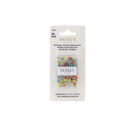 Bohin, Spilli Vetro di Murano, Colore Corallo - 80pz