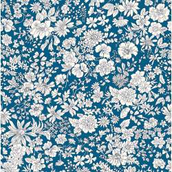 Emily Belle Brights Peacock, Tessuto Blu Pavone a fiori bianchi - Liberty Fabrics Liberty Fabrics - 1