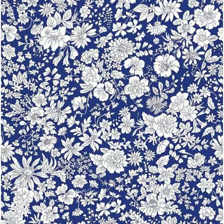 Emily Belle Jewel Tones Sapphire, Tessuto Blu Zaffiro con piccoli fiori azzurri - Liberty Quilting
