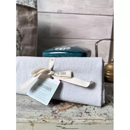 Lino Pretagliato da Ricamo, Azzurro, 70 x 50 cm