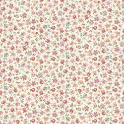 Maywood Studio, Mini Floral Cream, Collezione Lovely Bunch - Tessuto panna con fiorellini rosa pesca Maywood Studio - 1